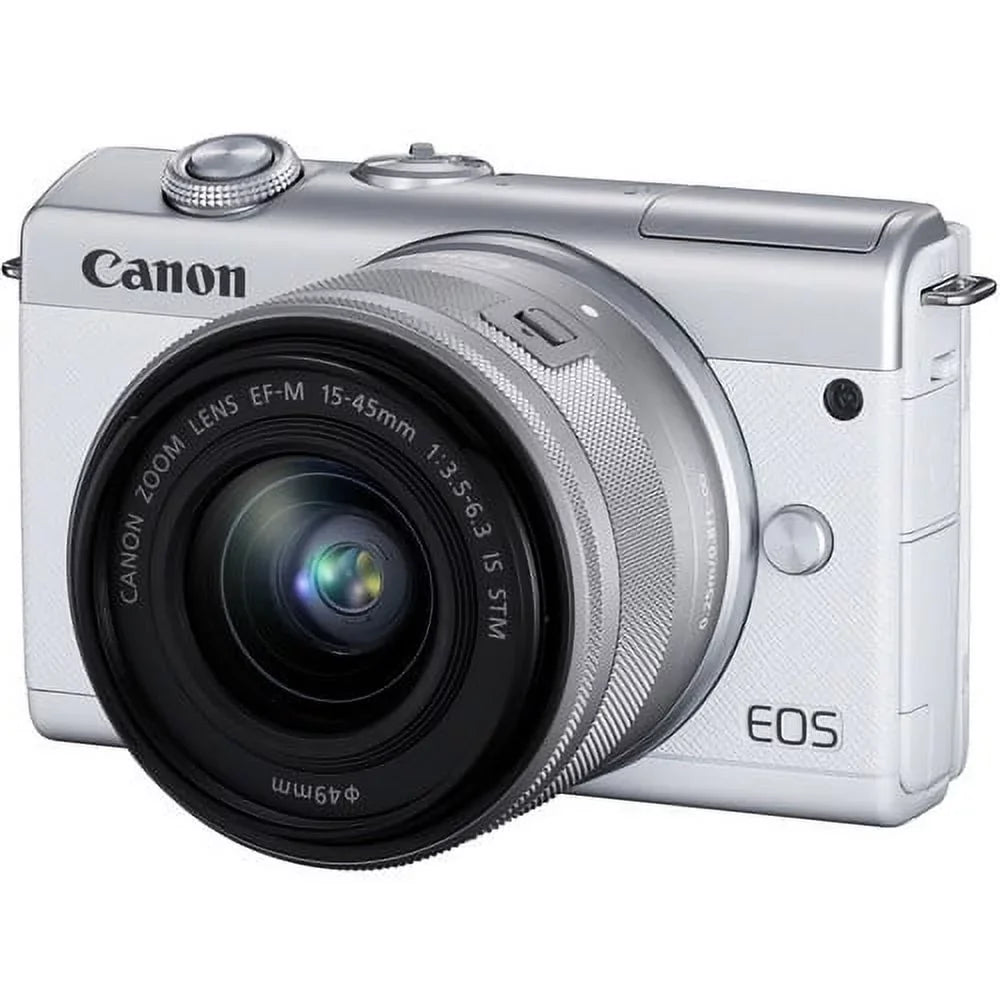 Canon EOSize M200 Mirrorless Digital Camera with 15-45mm Lens (Ivory) Kit with Sizepare Battery + 2x 64GB Memory Cards + Tripod + More