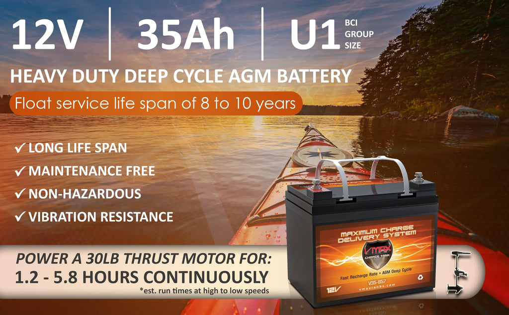 U1 Battery for Motorguide Bulldog 40 Trolling Motor Vmaxtanks V35-857 12V 35AH