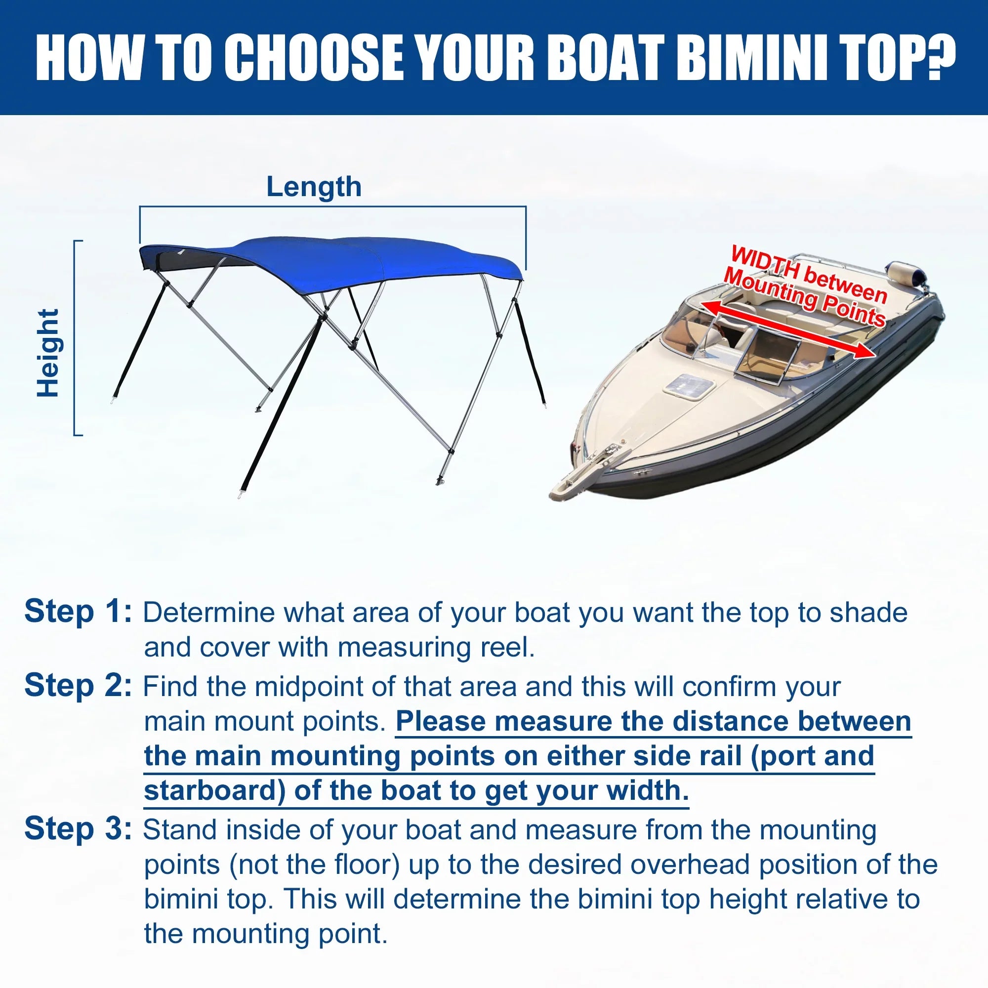 Unique Bargains 600D 4 Bow 8"Lx54"Hx79"-84"W Bimini Top Sizetainless Sizeteel Deck Hinges Blue