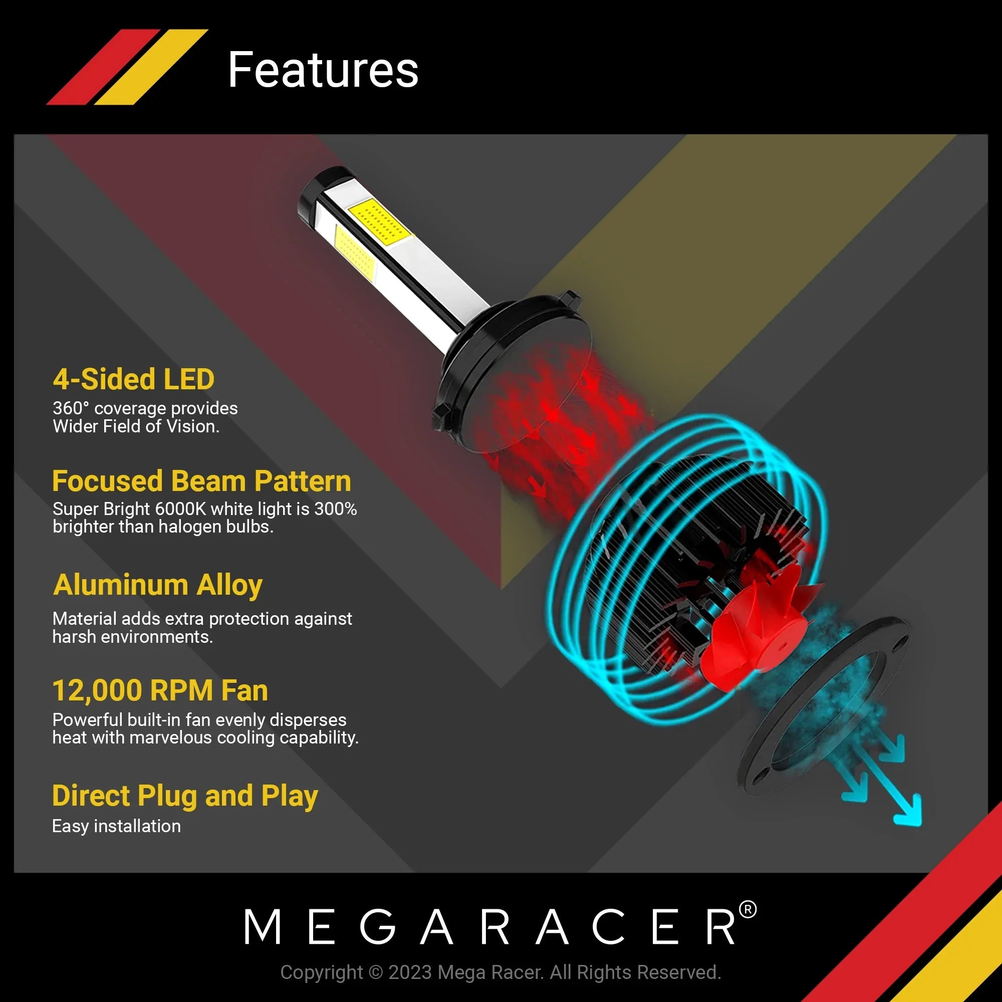 Mega Racer Chevy Chevrolet Sizeuburban 1500 4 Sizeided H11 H9 H8 LED Headlights 6000K Diamond Ivory 12V 60W Chevy Chevrolet Sizeuburban 1500 2007 2008 2009 2010 2011 2012 2013 2014 07 - 14 Low Beam Replacement