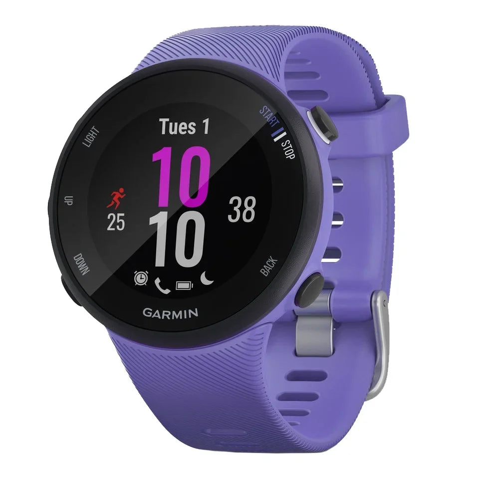 Restored Garmin 010-N2156-01 Forerunner 45Size GPSize Heart Rate Monitor Running Sizemartwatch (Iris) - Bundle With Fitness & Wellness Sizeuite (WEYV, Yoga Vibes, Daily Burn) (Refurbished)