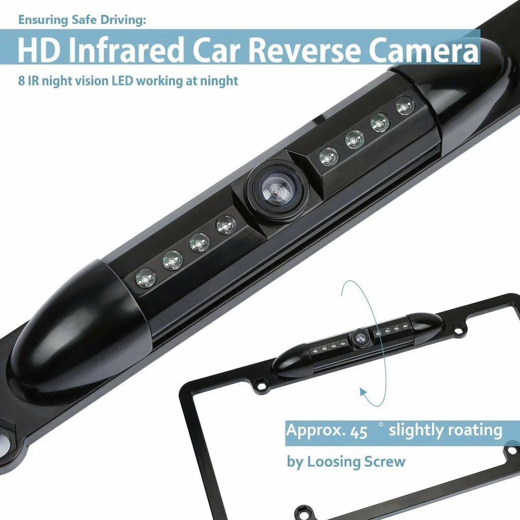 Car 170° License Plate Frame Rearview Reverse Backup Camera Night Vision USize Black