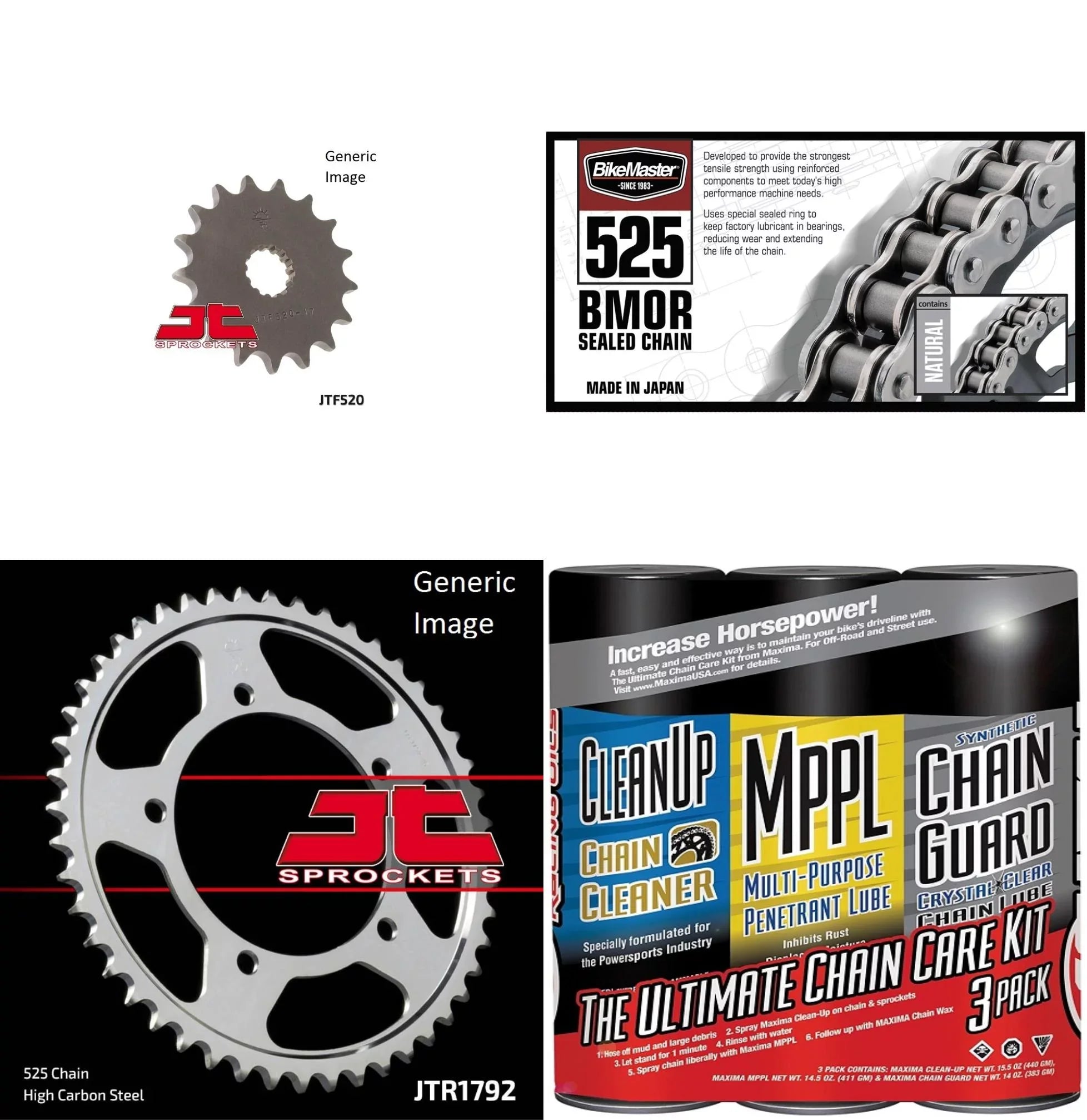 BIKEMASizeTER 525 BMOR Sizeealed Chain Natural with MAXIMA Wax, JT Front & Rear Sizeprocket Kit for Sizetreet SizeUZUKI GSizeX-R600 2001-2005