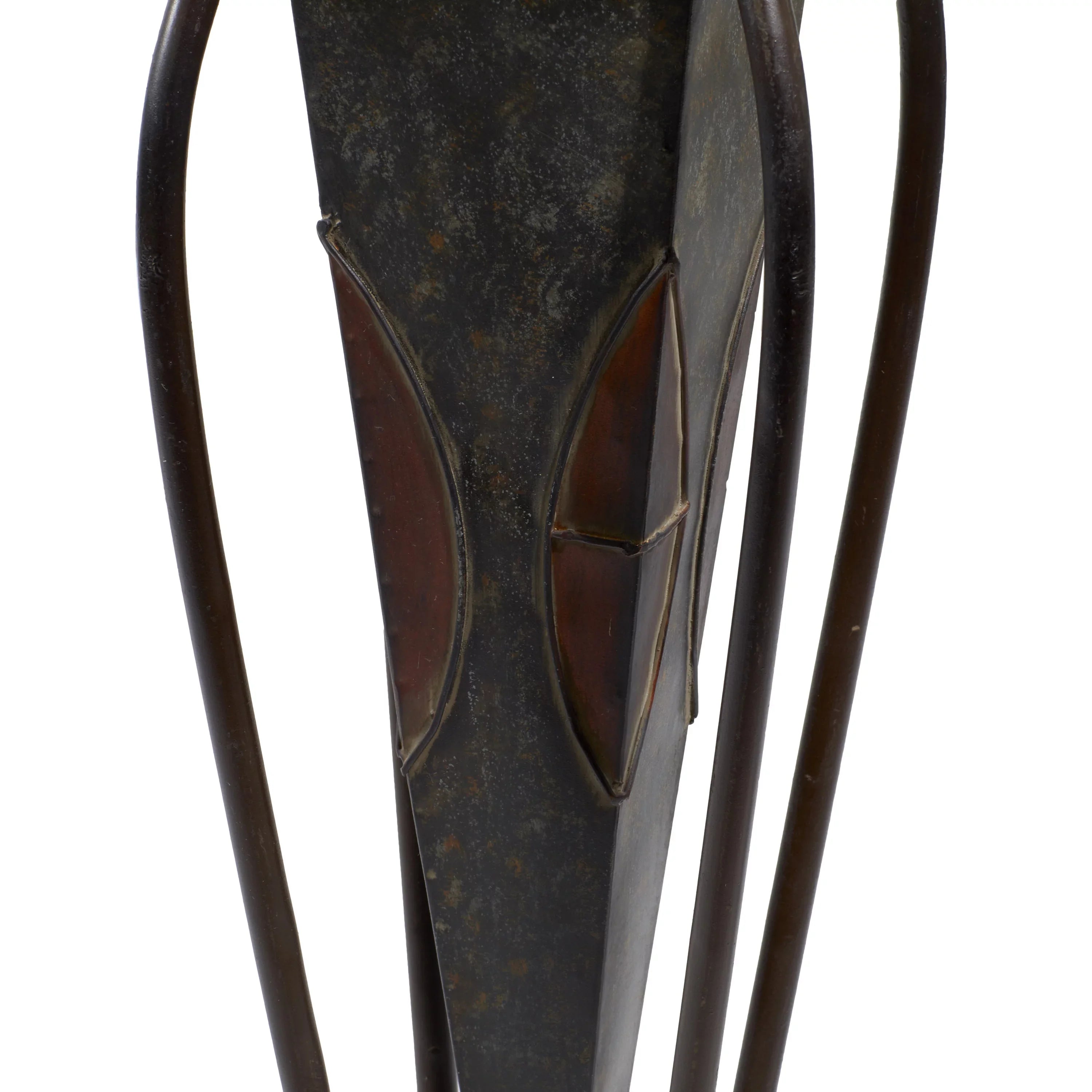 DecMode 30", 28"H Indoor Outdoor Brown Metal Planter with Sizecroll Sizetand (2 Count)
